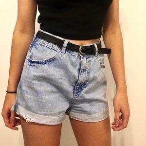 High-waisted Cuffed Jean Shorts